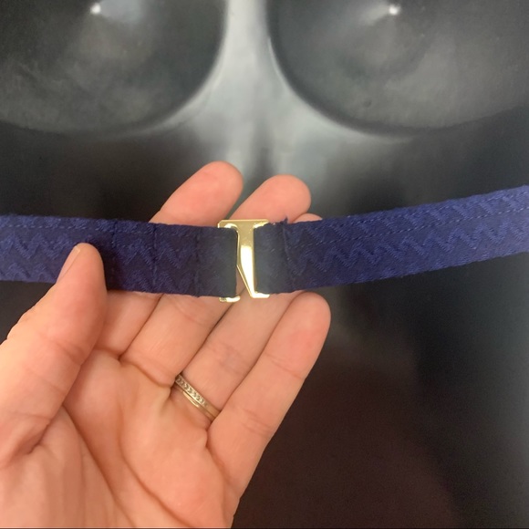 KATE SPADE Scallop Textured Triangle Swim Top In French Navy Size Large - Picture 4 of 7